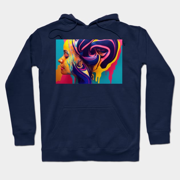 Painted Insanity Dripping Madness 3 - Abstract Surreal Expressionism Digital Art - Bright Colorful Portrait Painting - Dripping Wet Paint & Liquid Colors Hoodie by JensenArtCo